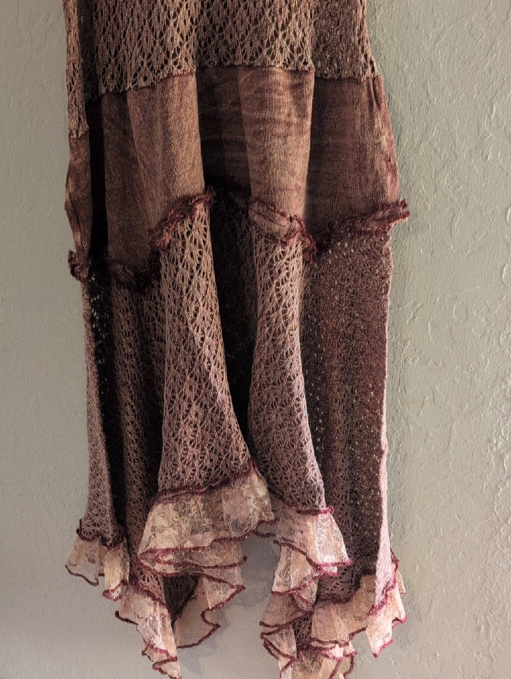 NEW ARRIVAL❣️ Powder Brick Red Crochet Ruffle Fit And Flare Airy  Sundress NIP - Picture 4 of 15